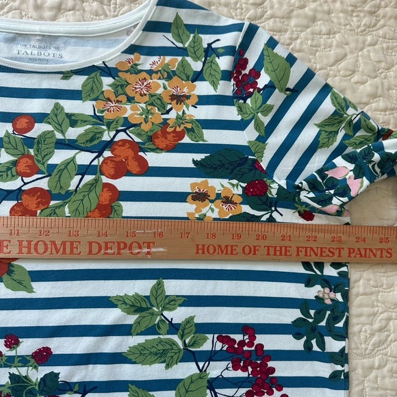 Talbots Tee Shirt Top Women's Plus 2XP Sleeve 3/4 Top Cotton Stretch Floral NWT - Picture 10 of 12